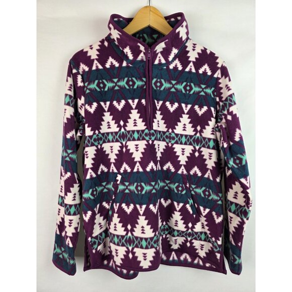 Wrangler Womens Sweatshirt Size Medium Purple Southwestern Aztec 1/4 Zip Fleece - Picture 10 of 13